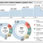 Средняя стоимость подготовки школьника к 1 сентября в России составляет 52,2 тыс рублей